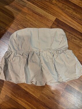 Women's Brown Gingham Ruffle Tube Top "a new day" Size XL NWT